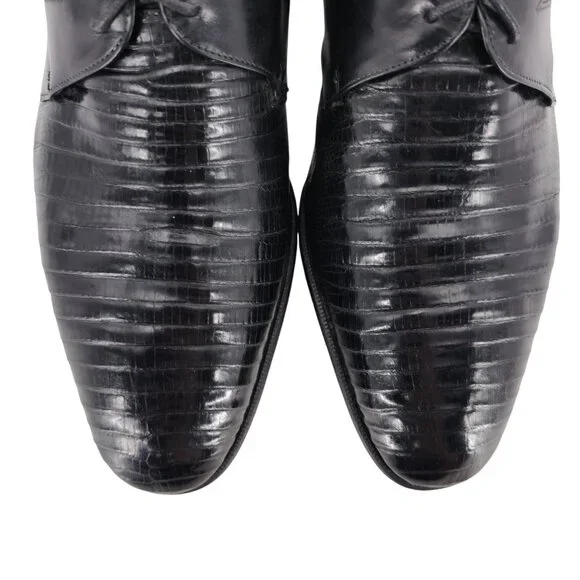 Vintage Mauri Exotic Genuine Teju Lizard Mens Size 12M Black Leather Italy Shoes - Picture 9 of 10